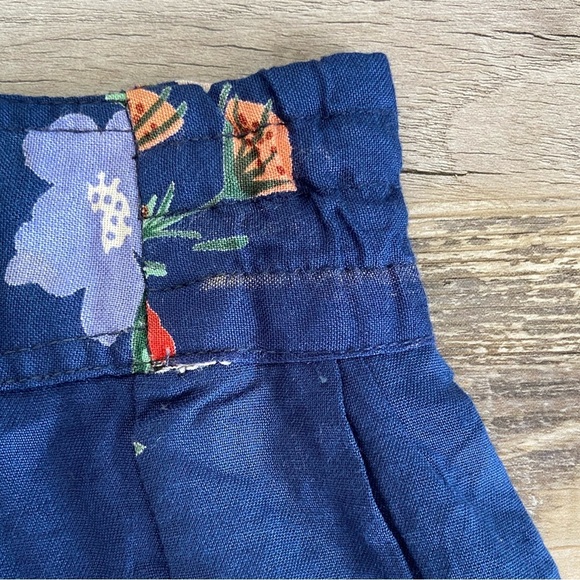 Retro 90s Y2K Inspired Women’ Floral Pleated Short S Blue Relaxed Side Pockets - Picture 11 of 12